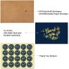 100 Thank You Cards Bulk: Navy Blue and Gold Designs Thank You Notes Box Set with Self-Seal Envelopes and Stickers – Elegant 8 Design Greeting Card for Wedding Baby Shower Business Graduation Birthday