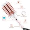 3 Barrel Curling Iron Wand, Ohuhu 1 Inch Ceramic Tourmaline Triple Barrels, Hair Waver Curling Iron Temperature Adjustable Hair Waver Heats Up Quickly with LCD Temp Display, Rose Gold, Christmas Gift