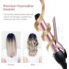 5 in 1 Curling Wand Set: Ohuhu Curling Iron Wand LCD Temperature Display 5Pcs 0.35 to 1.25 Inch Interchangeable Ceramic Barrel Heat Protective Glove for Girls Women Mother Gift Rose Gold(Rose Gold)