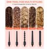7 in 1 Curling Wand Set: Ohuhu Curling Iron Wand 7Pcs 0.35 to 1.25 Inch Interchangeable Ceramic Barrel Heat Protective Glove 2 Clips Dual Voltage Hair Curler for Girl Women Mother Gift Rose Gold(Black)