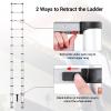 Aluminum Telescoping Ladder, Ohuhu Upgraded 12.5 FT ANSI Certified One-Button Retraction Extension Ladder Retractable Collapsible Ladders, Telescopic Compact Ladder for Home RV Loft Silver