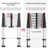 Aluminum Telescoping Ladder, Ohuhu Upgraded 12.5 FT ANSI Certified One-Button Retraction Extension Ladder Retractable Collapsible Ladders, Telescopic Compact Ladder for Home RV Loft Silver