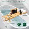 Bathtub Tray, Ohuhu Premium Bamboo Bathtub Caddy Tray Expandable Foldable Bath Tray with Anti-Slip Grips Soap Wine Phone Holder Mothers Day Gifts