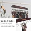 Belt Hanger Organizer for Closet: Ohuhu 16 Hooks Max 48 Belts Tie Rack Wooden Belt Holder for Storage 360 Degree Rotating Space Saver Organizer for Men Women Belt Tie Scarf Tank Top Accessories-Walnut(Walnut)