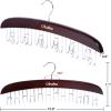 Belt Hanger Organizer for Closet: Ohuhu 2 Pack 12 Hooks Max 36 Belts Tie Rack Wooden Belt Holder for Storage 360 Degree Rotating Space Saver Organizer for Men Women Belt Tie Scarf Accessories-Walnut(Walnut)