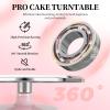 Cake Turntable, Ohuhu Aluminium 12” Cake Decorating Kit Supplies Rotating Stand Revolving Spinner with 2 Icing Spatula 3 Comb Smoother(Pink)