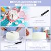 Cake Turntable, Ohuhu Aluminium 12” Cake Decorating Kit Supplies Rotating Stand Revolving Spinner with 2 Icing Spatula 3 Comb Smoother(Silver)