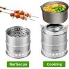 Camping Stove, Ohuhu Camp Stove Wood Burning Stove Stainless Steel Stoves Mini Portable Stove for Camping Picnic BBQ Backpacking Hiking Survival Emergency Cooking Outdoor with Grill Grid Carry Bag