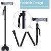 Folding Cane, Ohuhu Adjustable Foldable Walking Cane for Men, Women with 5 Adjustable Heights, Collapsible, Lightweight, Balancing Mobility Aid, Portable Hand Cane Walking Stick for Father Mother Gift