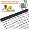 Garden Fence Animals Barrier Set: Ohuhu 3.4FTx100FT Plastic Fence Roll with 25-Pack 4FT Stakes Temporary Safety Netting, Reusable Pool Fencing Snow Fence Poultry Fences for Deer Chicken Dog, Black(Black)
