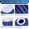 Ice Bags for Injuries Reusable: Ohuhu 3 Packs Ice Cold Packs with 2 Wrap Ice Bag Hot Water Hot & Cold Therapy Pain Relief for Knee Leg Injury No-Leak Waterproof Ice Bags 3 Sizes 6″/9″/11″, Light Blue(Blue)