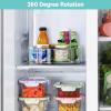 Lazy Susan Turntable, Ohuhu 2 Pack Lazy Susan Organizer 12″ & 10.4” Round Plastic Clear Lazy Susans Spice Rack Non-Skid Turntable Organizer with 2 Division Plate for Cabinet Pantry Fridge Countertop