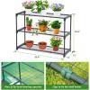 Lean-to Greenhouse with 3-Tier Shelves: Ohuhu Portable Walk-in Wall Mounted Green House with Mesh Windows, 79″x39″x83″ Large Greenhouses with 2 Roll-Up Zipper Doors Reinforced Structure for Outdoors(Polyethylene)