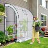 Lean-to Greenhouse with 3-Tier Shelves: Ohuhu Portable Walk-in Wall Mounted Green House with Mesh Windows, 79″x39″x83″ Large Greenhouses with 2 Roll-Up Zipper Doors Reinforced Structure for Outdoors(White PE)