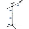 Microphone Stand 2 pack, Ohuhu Tripod Boom Mic Stands, Dual Mic Clip, Collapsible, Black