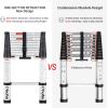 Ohuhu 10.5 FT Aluminum Telescoping Ladder, ANSI Certified One-Button Retraction Heavy Duty Extension Ladders, Collapsible Ladder with Safe Slow Restoring for Roof RV Loft House