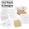 Ohuhu 144 Bulk Thank You Cards with Envelopes, Thank You Notes Box Set with Elegant 8 Rainbow Colorful Designs Greeting Card for Wedding, Business, Birthday, Baby Shower, Blank Inside, 4 x 6 Inch(144)