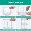 Ohuhu 2 Pack 3 Tier Lazy Susan Turntable, 9.13” Round Plastic Clear Lazy Susans Cabinet Organizer, Non-Skid Ultra Storage Turntable Organizer for Kitchen Fridge Countertop