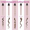 Ohuhu 5 in 1 LCD Curling Iron Wand Set with 5 Interchangeable 0.35 Inch to 1.25 Inch Ceramic Barrels and Double Side Heat-Resistant Glove (Rose Gold)