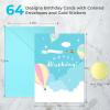 Ohuhu 64 Unique Birthday Cards with Colorful Envelopes and Gold Stickers Set – Large A7 5×7 Birthday Cards with Greetings Inside for Businesses Personal Adults Kids – Included Sturdy Storage Box