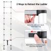 Ohuhu 8.5 FT Aluminum Telescoping Ladder, One-Button Retraction Heavy Duty Extension Ladder for Home, ANSI Certified Collapsible Ladders with Safe Slow Restoring for RV Roof Loft Silver