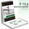 Ohuhu 9”x12.6” Sketch Book: Premium Sketchbook (2 Packs x 100 Sheets) 130 GSM (80 LB) Thick Paper Spiral Bound Acid-Free Sketch Pad for Sketching Drawing Colored Pencil Artists Beginners Adults Kids