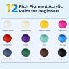 Ohuhu Acrylic Paint Kits with Tutorial for Beginners- 36ml 12 Vibrant Colors with 6 Brushes 3 Paint Canvases Sponge for Kids Painting, Art Supplies for Ceramic, Wood, Fabric, Model, Rock, Metal