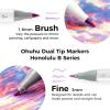 Ohuhu Alcohol Markers Brush Tip- 104-color Double Tipped Alcohol Based Art Marker Set for Artists Adults Coloring Illustration- Honolulu B of Ohuhu Markers- Dual Tip Brush & Fine- Refillable