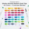 Ohuhu Alcohol Markers Brush Tip -Double Tipped Art Marker Set for Artist Adults Coloring Illustration -48 Colors -Brush & Fine -Honolulu B -Refillable(Chisel & Brush)