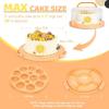 Ohuhu Cake Holder, BPA-Free Cake Carrier with Lid and Handle Cake Transport Container Portable Cake Keeper Two Sided Base for Pies Cookies Nuts Fruit etc – Suitable for 10 inch Cake Perfect Gifts(Peach)