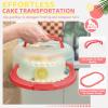 Ohuhu Cake Holder, BPA-Free Cake Carrier with Lid and Handle Cake Transport Container Portable Cake Keeper Two Sided Base for Pies Cookies Nuts Fruit etc – Suitable for 10 inch Cake Perfect Gifts(Red)