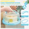 Ohuhu Cake Holder, BPA-Free Cake Carrier with Lid and Handle Cake Transport Container Portable Cake Keeper Two Sided Base for Pies Cookies Nuts Fruit etc – Suitable for 10 inch Cake Perfect Gifts(Blue)