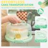 Ohuhu Cake Holder, BPA-Free Cake Carrier with Lid and Handle Cake Transport Container Portable Cake Keeper Two Sided Base for Pies Cookies Nuts Fruit etc – Suitable for 10 inch Cake Perfect Gifts(Green)