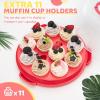 Ohuhu Cake Holder, BPA-Free Cake Carrier with Lid and Handle Cake Transport Container Portable Cake Keeper Two Sided Base for Pies Cookies Nuts Fruit etc – Suitable for 10 inch Cake Perfect Gifts(Red)