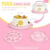 Ohuhu Cake Holder, BPA-Free Cake Carrier with Lid and Handle Cake Transport Container Portable Cake Keeper Two Sided Base for Pies Cookies Nuts Fruit etc – Suitable for 10 inch Cake Perfect Gifts(Pink)