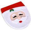 Ohuhu Christmas Bathroom Sets, Santa Toilet Seat Cover 4-Piece Christmas Bathroom Decor, Toilet Seat Cover and Rug Set, Santa on The Toilet Ornament, Santa Claus Toilet Seat for Christmas Decorations