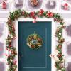 Ohuhu Christmas Wreath, Artificial Christmas Wreaths, Xmas Pine Wreath Garland, Wall Hanging with Gold Leaves, Red Balls, Pine Cones for Front Door Christmas Decorations