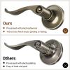 Ohuhu Door Handle, Bronze Door Knobs Interior Exterior Door Lock Lever with Key Antique Brass for Bedroom Bathroom Privacy not Keyed Alike Wave Style Entry locksets Zinc Alloy(1 Pack)