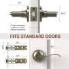 Ohuhu Door Handle, Bronze Door Knobs Interior Exterior Door Lock Lever with Key Antique Brass for Bedroom Bathroom Privacy not Keyed Alike Wave Style Entry locksets Zinc Alloy(2 Pack)