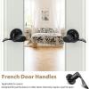 Ohuhu Dummy Door Handles, Black Door Handle Dummy Door Knob French Closet Door Handle Lever Single Side Non-Turning Wave Style Left/Right Hand Satin Zinc Matte Finish Laundry Room Hallway Pantry(4 Pack)