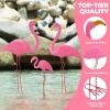 Ohuhu Family Flamingo Yard Ornaments, Set of 3 (32″, 31″, 19″) Bright Pink Flamingos Ornaments with Metal Feet Stakes for Garden Yard Patio Party Decoration, Outdoor Decor Gardening