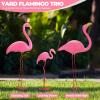 Ohuhu Family Flamingo Yard Ornaments, Set of 3 (32″, 31″, 19″) Bright Pink Flamingos Ornaments with Metal Feet Stakes for Garden Yard Patio Party Decoration, Outdoor Decor Gardening