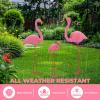 Ohuhu Family Flamingo Yard Ornaments, Set of 3 (32″, 31″, 19″) Bright Pink Flamingos Ornaments with Metal Feet Stakes for Garden Yard Patio Party Decoration, Outdoor Decor Gardening