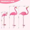 Ohuhu Family Flamingo Yard Ornaments, Set of 3 (32″, 31″, 19″) Bright Pink Flamingos Ornaments with Metal Feet Stakes for Garden Yard Patio Party Decoration, Outdoor Decor Gardening