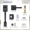 Ohuhu Front Door Lock Set, Heavy Duty Upgraded Front Door Handle Black Locksets with Deadbolt – Entry Exterior Door Handle Sets Single Cylinder Reversible Lever Matte Finish Zinc Alloy Modern Style(front door handle)