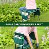 Ohuhu Garden Stool Garden Kneeler and Seat, Foldable Gardening Bench Heavy Duty with Thicker Wider Kneeling Pad 2 Large Tool Pouches Gifts for Fathers Day Men Gardener Parents Elders Friends(Green)