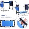 Ohuhu Garden Stool Garden Kneeler and Seat, Foldable Gardening Bench Heavy Duty with Thicker Wider Kneeling Pad 2 Large Tool Pouches Gifts for Fathers Day Men Gardener Parents Elders Friends(Lapis Blue)