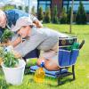 Ohuhu Garden Stool Garden Kneeler and Seat, Foldable Gardening Bench Heavy Duty with Thicker Wider Kneeling Pad 2 Large Tool Pouches Gifts for Fathers Day Men Gardener Parents Elders Friends(Lapis Blue)