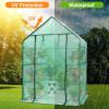 Ohuhu Greenhouse for Outdoors with Mesh Side Windows, 3 Tiers 4 Shelves Small Walk-In Green House Plant Stands Plastic PE Cover Outside Portable Warm House for Seedling Flowers Growing, 4.8×2.5×6.4 FT(PE)