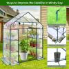 Ohuhu Greenhouse for Outdoors with Mesh Side Windows, 3 Tiers 4 Shelves Small Walk-In Green House Plant Stands Plastic PE Cover Outside Portable Warm House for Seedling Flowers Growing, 4.8×2.5×6.4 FT(PVC)